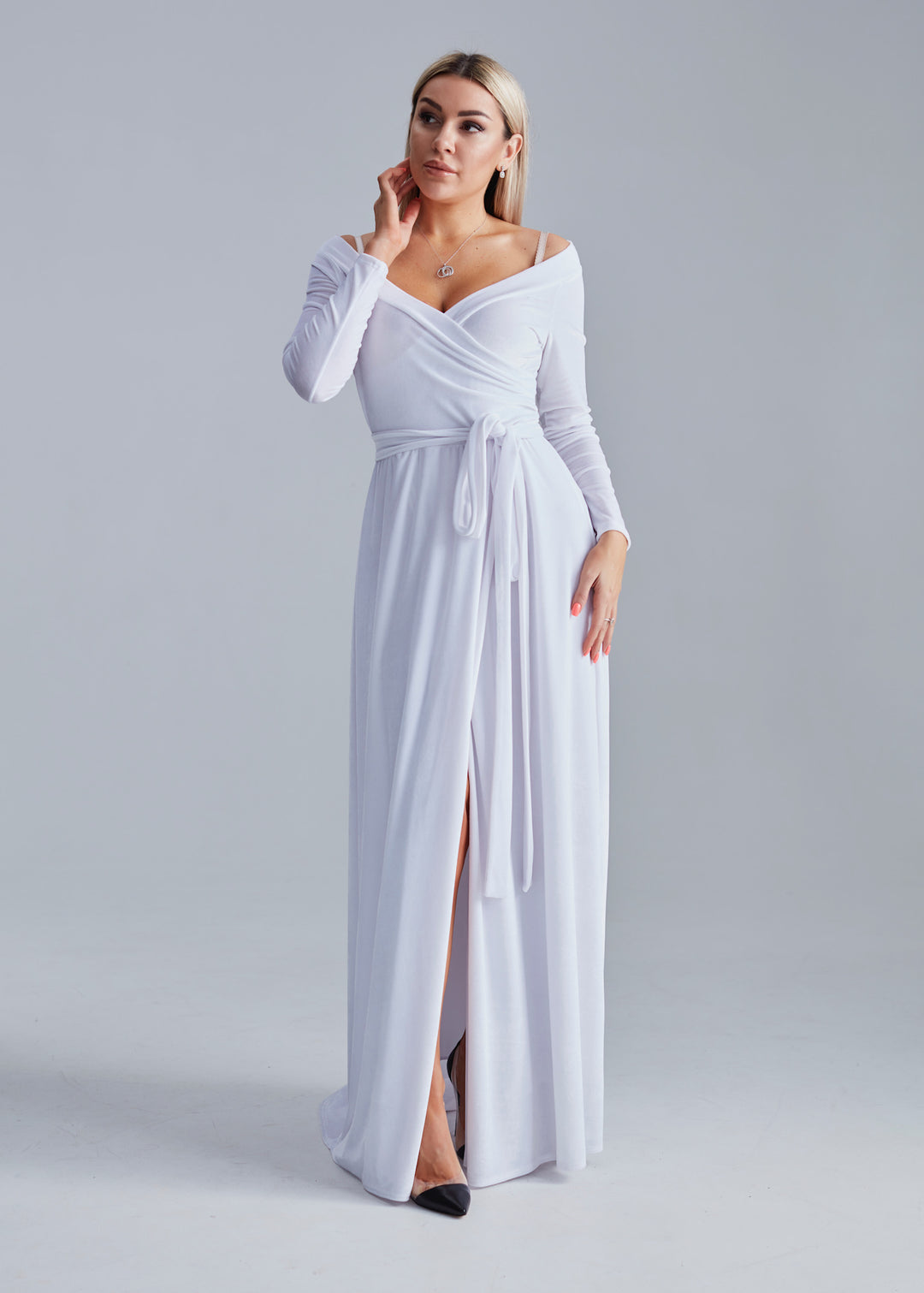 Velvet A-Line Bridesmaid Gown with Pleated Bodice and Open Back - Balvory