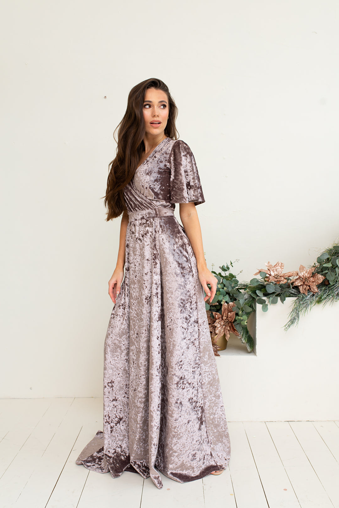 Velvet Angel Sleeve Maxi Wrap Dress - Balvory