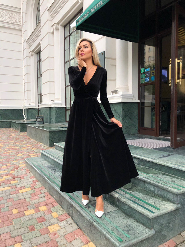 Velvet Wrap Elegance Maxi Dress - Balvory