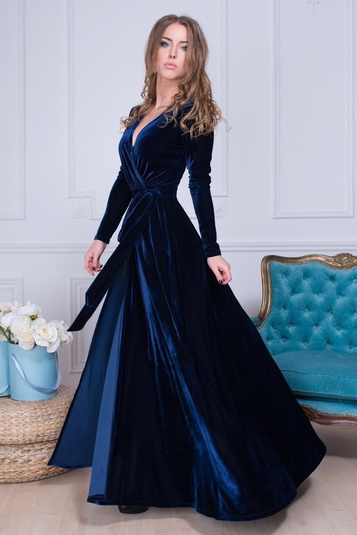 Velvet Wrap Elegance Maxi Dress - Balvory