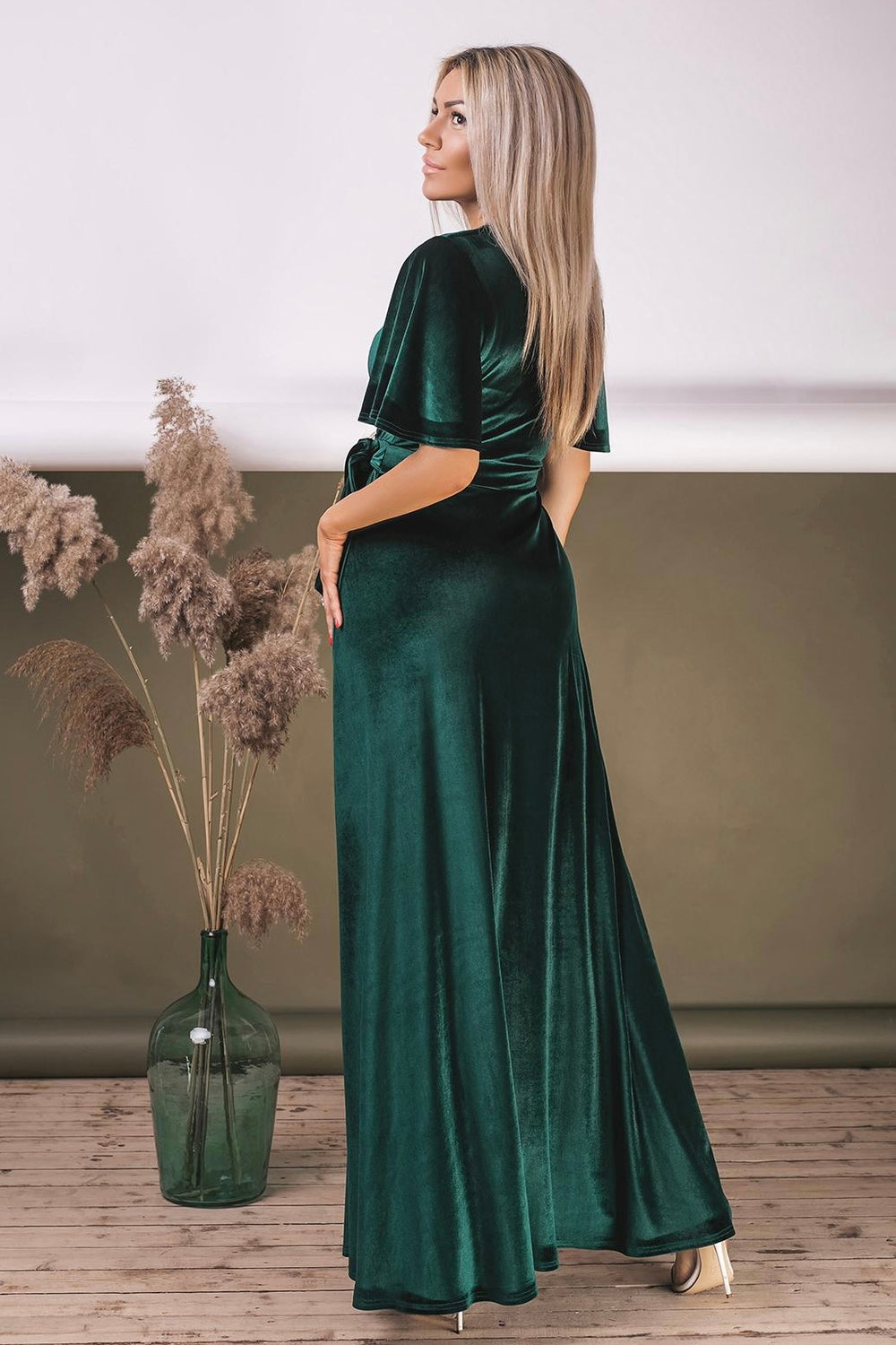 Velvet Angel Sleeve Maxi Wrap Dress - Balvory