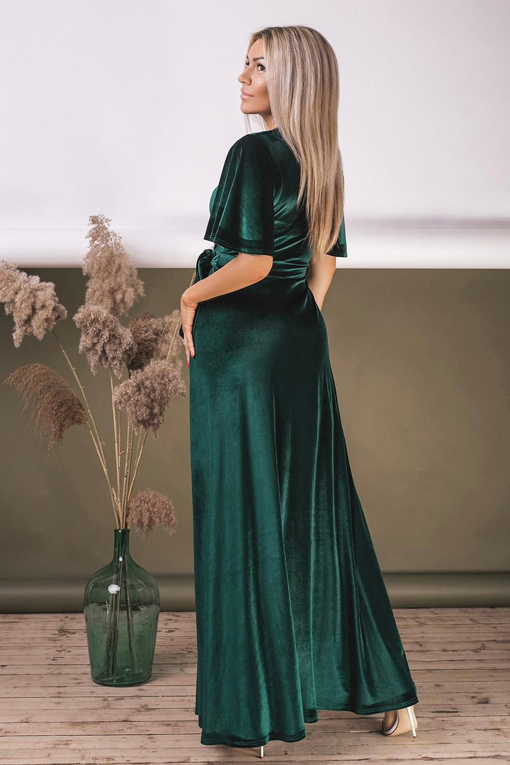 Velvet Angel Sleeve Maxi Wrap Dress - Balvory