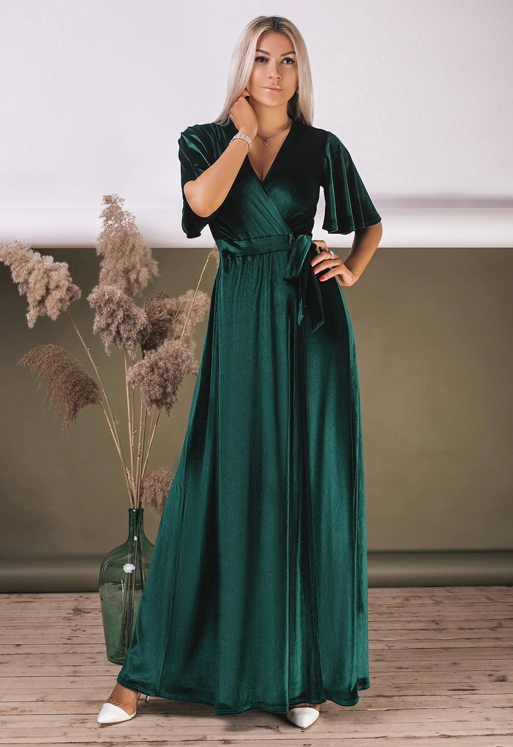 Velvet Angel Sleeve Maxi Wrap Dress - Balvory