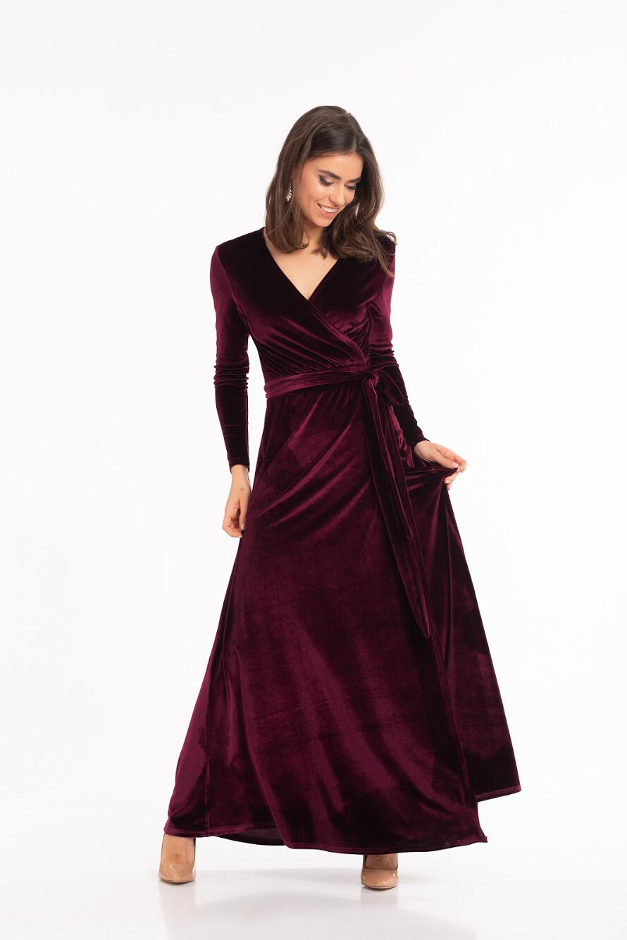Velvet Wrap Elegance Maxi Dress - Balvory