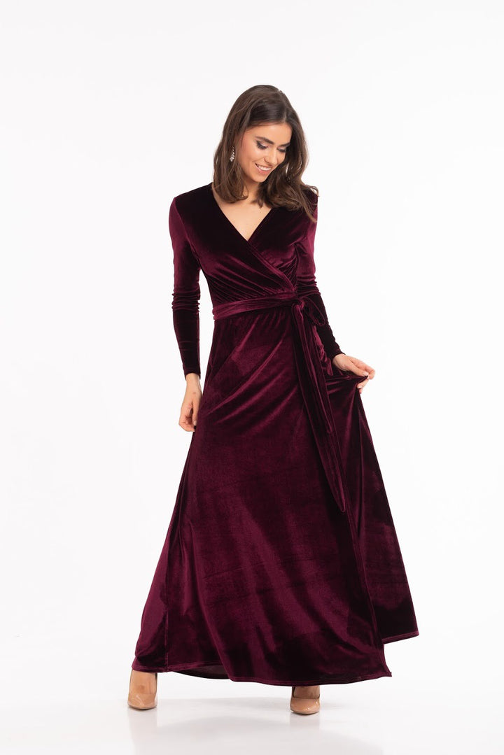 Velvet Wrap Elegance Maxi Dress - Balvory