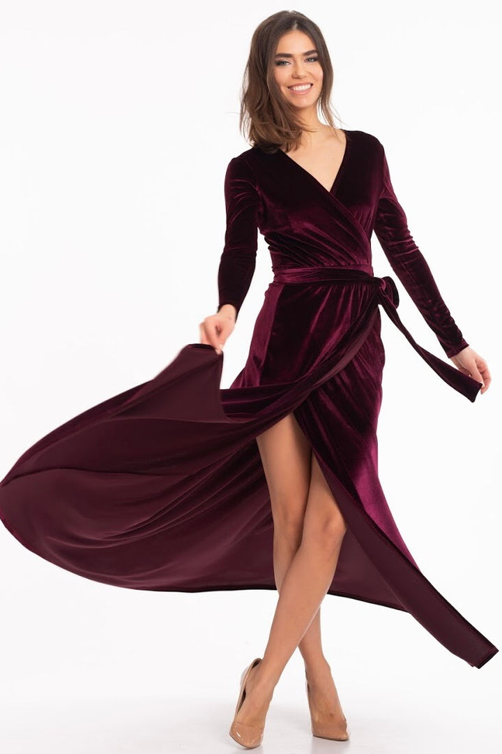 Velvet Wrap Elegance Maxi Dress - Balvory