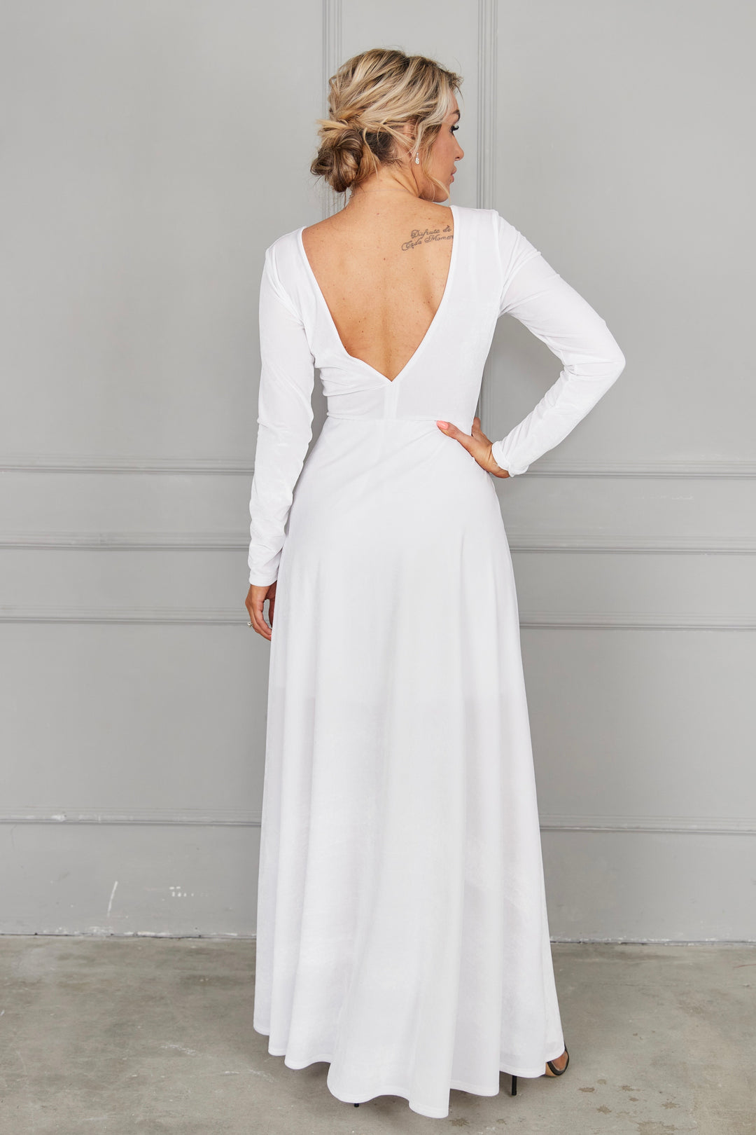 Velvet Long Sleeve Maxi Dress With Front Illusion Mesh - Balvory
