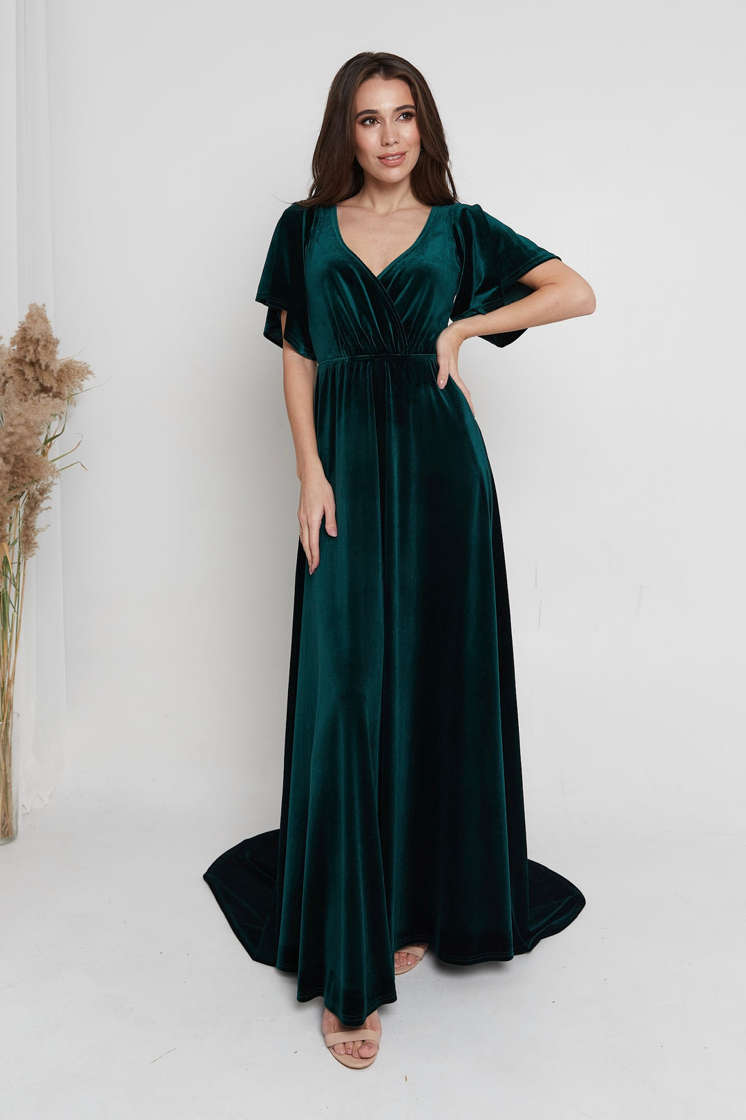 Velvet Back-Lace Gown – Elegant Maxi Bridesmaid Dress - Balvory