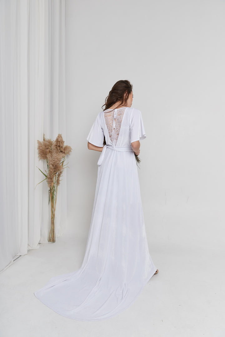 Velvet Back-Lace Gown – Elegant Maxi Bridesmaid Dress - Balvory