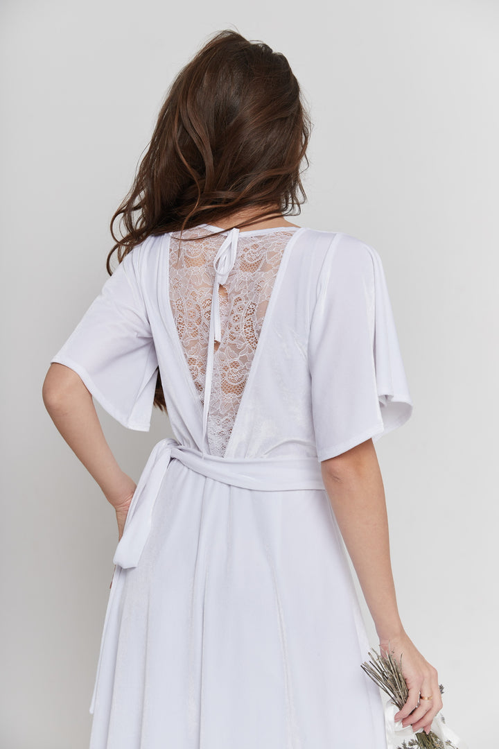 Velvet Back-Lace Gown – Elegant Maxi Bridesmaid Dress - Balvory